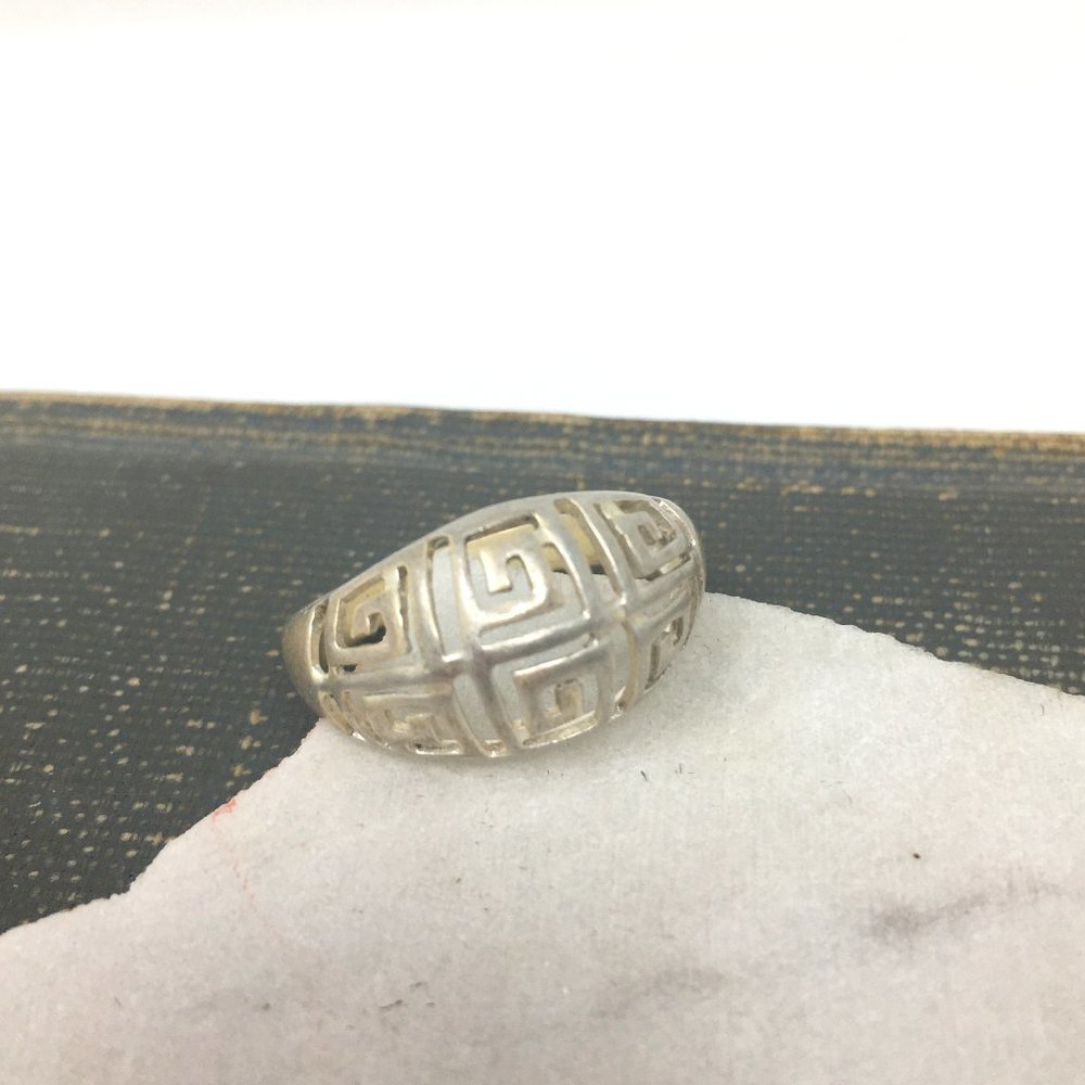 Sterling Silver Greek Key Dome Ring